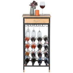 Wenko Weinregal Loft 16 Flaschen Metall / Bambus -Lampen & Leuchten affär 570196 3