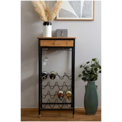 Wenko Weinregal Loft 16 Flaschen Metall / Bambus -Lampen & Leuchten affär 570196 6