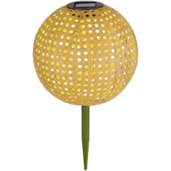 Globo LED-Solarleuchte 1-flammig Bambus Braun Ø 20 Cm / Höhe 34,5 Cm