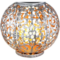Globo LED-Solarleuchte 1-flammig Silberfarben Ø 20 Cm / Höhe 29 Cm -Lampen & Leuchten affär 573892 3