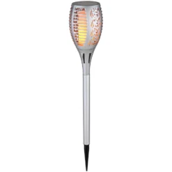 Lampen & Leuchten affär 36 Globo LED-Solarleuchte 36-flammig Silberfarben Ø 10 Cm / Höhe 58 Cm