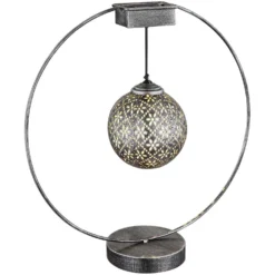 Globo LED-Solarleuchte 1-flammig Silberfarben (HxBxT) 32,5 X 30 X 10 Cm