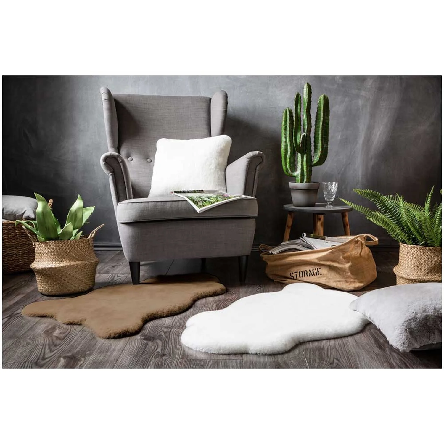 Dekofell Coste Polyester Taupe 55 X 80 Cm 2 Dekofell Coste Polyester Taupe 55 X 80 Cm – Bild 2