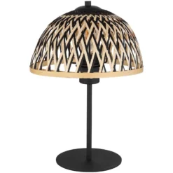 Globo Tischleuchte E27 Metall Schwarz Matt Mit Bambus Ø 25 Cm / Höhe 37 Cm 9 Globo Tischleuchte E27 Metall Schwarz Matt Mit Bambus Ø 25 Cm / Höhe 37 Cm -Lampen & Leuchten affär 577757 2