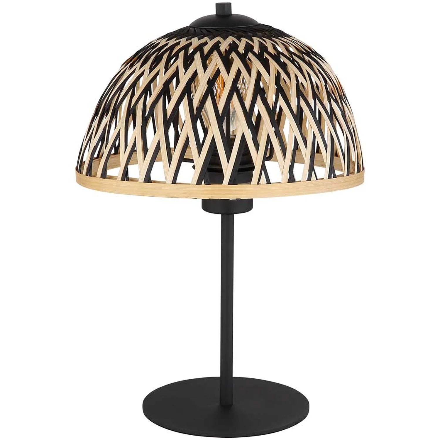 Globo Tischleuchte E27 Metall Schwarz Matt Mit Bambus Ø 25 Cm / Höhe 37 Cm 3 Globo Tischleuchte E27 Metall Schwarz Matt Mit Bambus Ø 25 Cm / Höhe 37 Cm – Bild 3