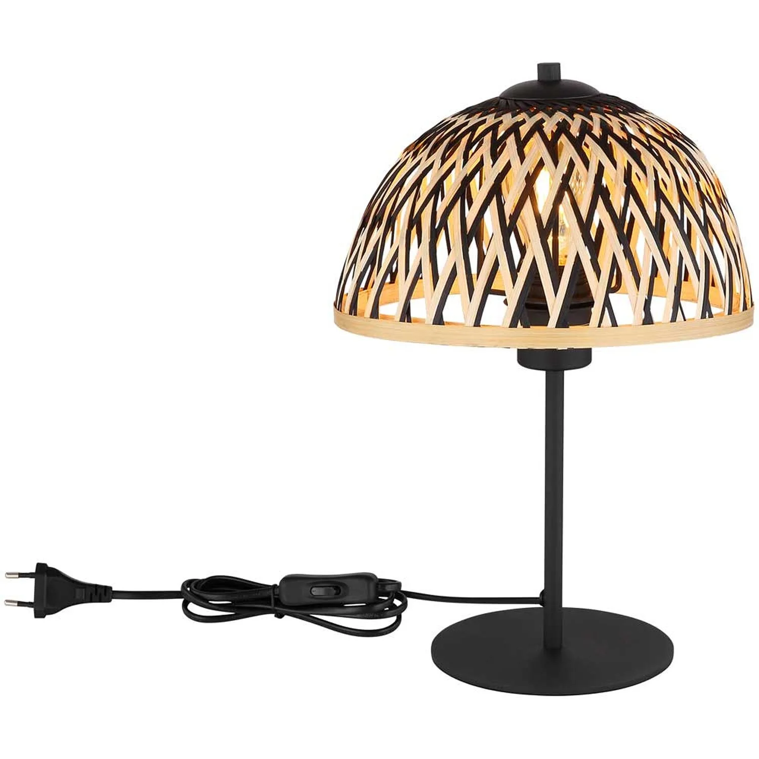 Globo Tischleuchte E27 Metall Schwarz Matt Mit Bambus Ø 25 Cm / Höhe 37 Cm 5 Globo Tischleuchte E27 Metall Schwarz Matt Mit Bambus Ø 25 Cm / Höhe 37 Cm – Bild 5