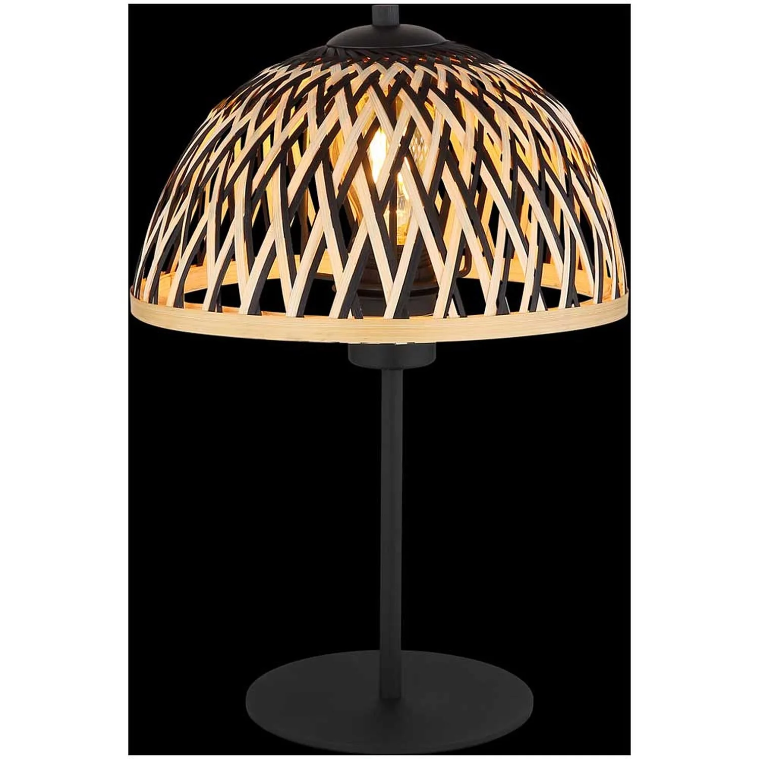 Globo Tischleuchte E27 Metall Schwarz Matt Mit Bambus Ø 25 Cm / Höhe 37 Cm 7 Globo Tischleuchte E27 Metall Schwarz Matt Mit Bambus Ø 25 Cm / Höhe 37 Cm – Bild 7