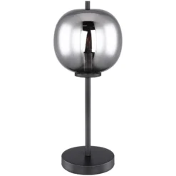 Globo Tischleuchte Blacky E14 Metall Schwarz Mit Glas Ø 18,5 Cm / Höhe 45 Cm