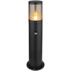 Globo Aussenleuchte Xeloo E27 Edelstahl Schwarz Matt Mit Sensor Höhe 50 Cm