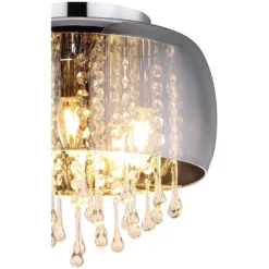 Globo Deckenleuchte Kalla E14 Metall Verchromt Mit Glas Ø 35 Cm / Höhe 28 Cm -Lampen & Leuchten affär 578054 4