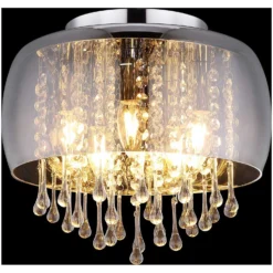 Globo Deckenleuchte Kalla E14 Metall Verchromt Mit Glas Ø 35 Cm / Höhe 28 Cm -Lampen & Leuchten affär 578054 6