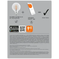 Ledvance Smart+ Wifi-LED-Leuchtmittel Globe Filament E27 RGBW 4,5 W / 300 Lm -Lampen & Leuchten affär 588116 11