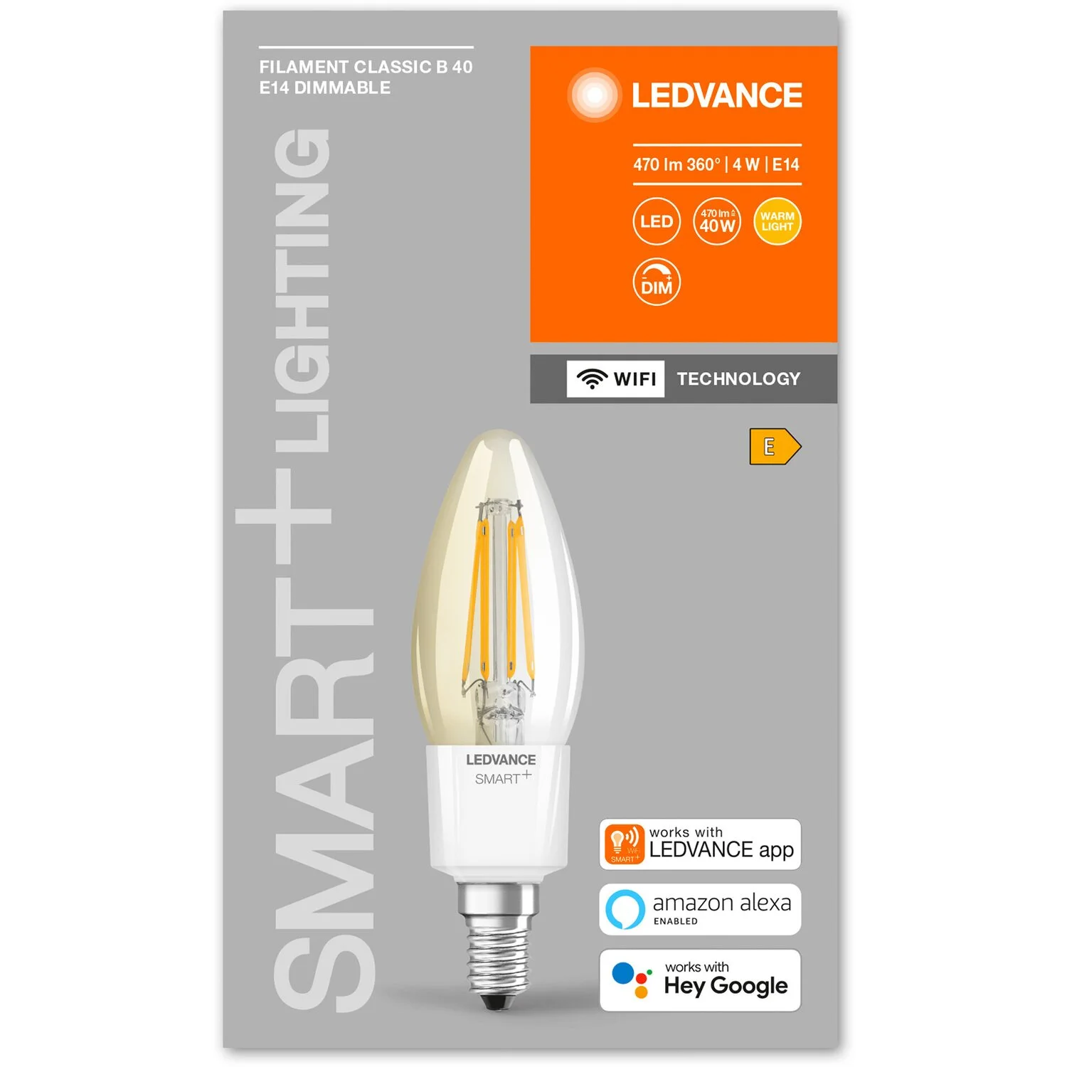 Ledvance Smart+ Leuchtmittel Wifi Filament Candle Transparent E14 / 4 W 2 Ledvance Smart+ Leuchtmittel Wifi Filament Candle Transparent E14 / 4 W – Bild 2