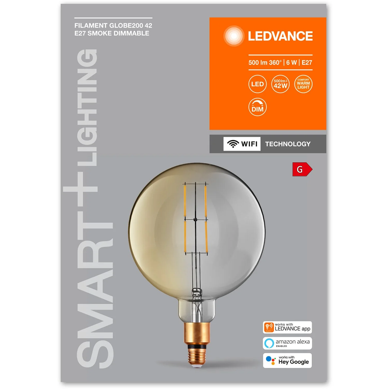 Ledvance Smart+ Leuchtmittel Filament Globe Grau 6 W / 500 Lm 5 Ledvance Smart+ Leuchtmittel Filament Globe Grau 6 W / 500 Lm – Bild 5
