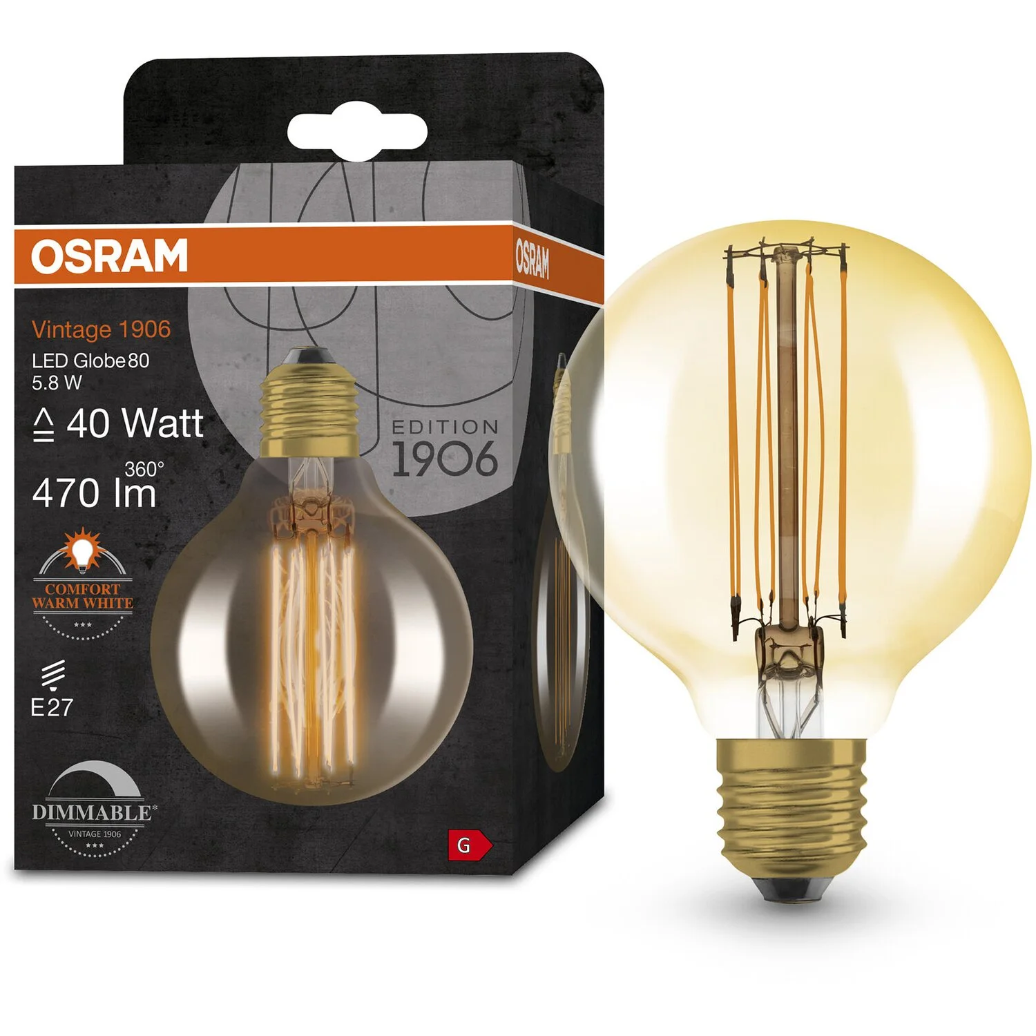 Osram LED-Leuchtmittel E27 Globeform Extrawarm 5,8 W / Höhe 12 Cm / Ø 8 Cm 4 Osram LED-Leuchtmittel E27 Globeform Extrawarm 5,8 W / Höhe 12 Cm / Ø 8 Cm – Bild 4