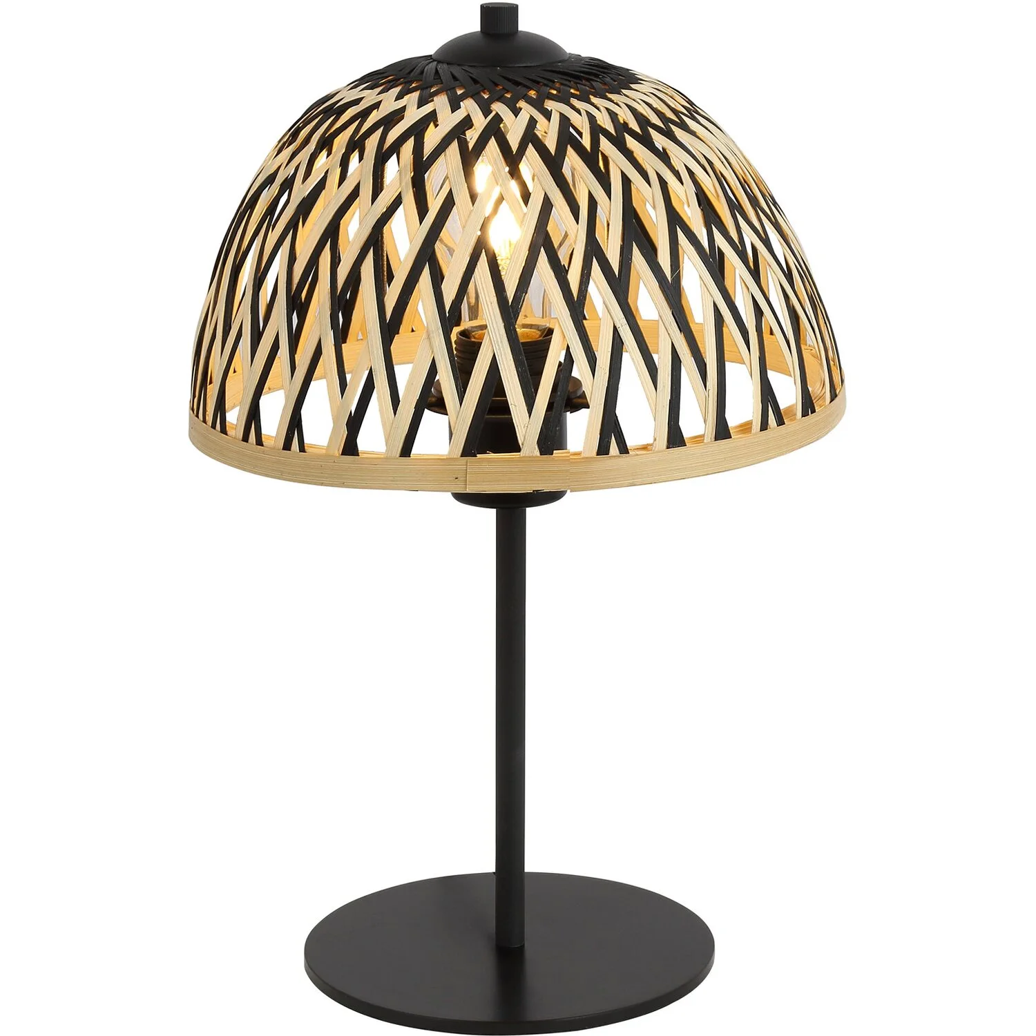 Globo Tischleuchte E27 Metall Schwarz Matt Mit Bambus Ø 25 Cm / Höhe 37 Cm 2 Globo Tischleuchte E27 Metall Schwarz Matt Mit Bambus Ø 25 Cm / Höhe 37 Cm – Bild 2