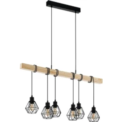 Eglo Hängeleuchte Townshend 5 Schwarz-Braun 6 X E27 -Lampen & Leuchten affär 641042 2