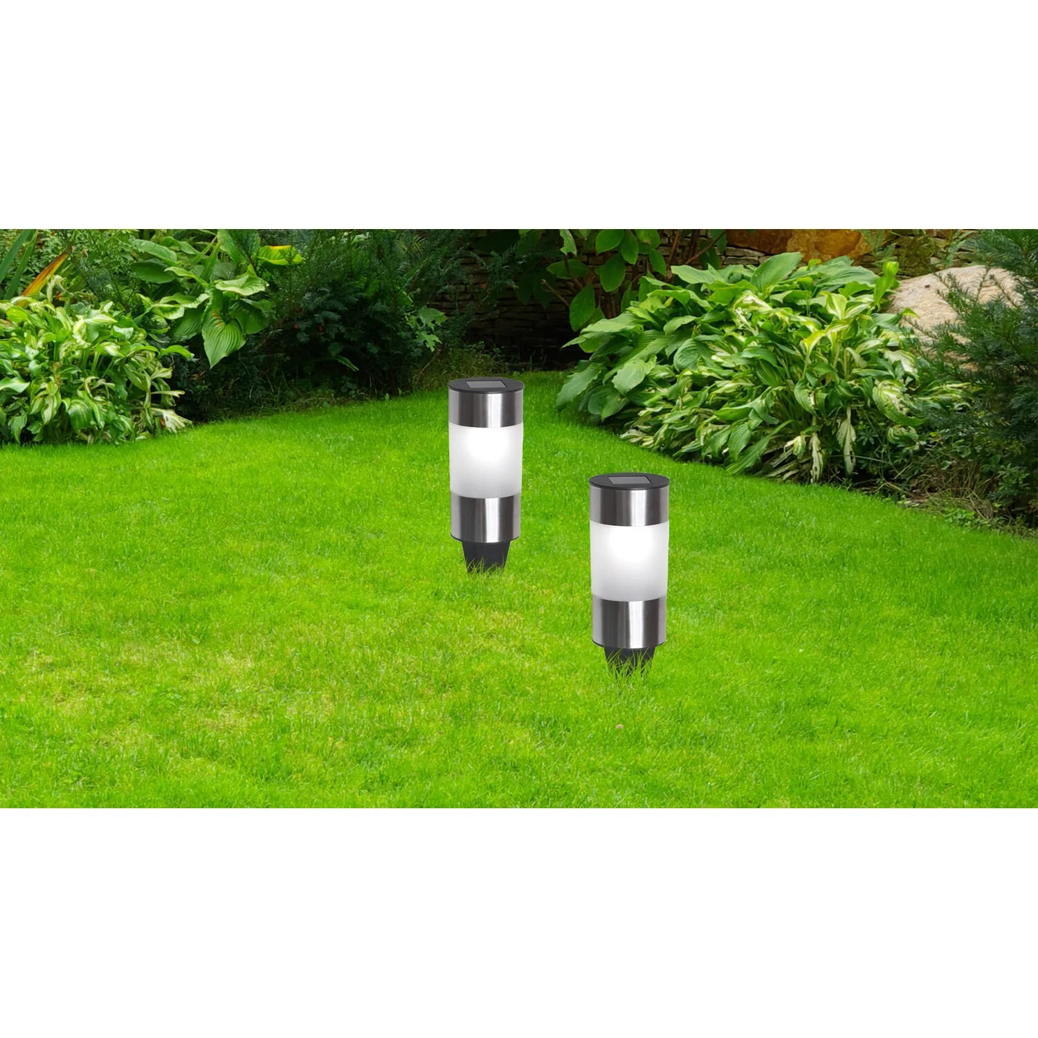 Globo Solarleuchte Edelstahl 3er-Set 2 Globo Solarleuchte Edelstahl 3er-Set – Bild 2