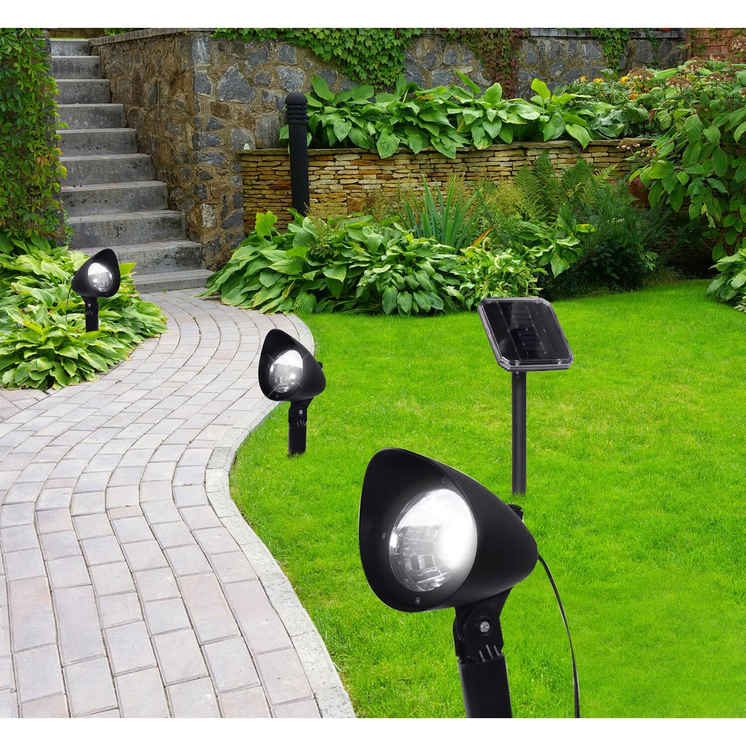 Globo LED-Solarspots Schwarz 3 Stk. 2 Globo LED-Solarspots Schwarz 3 Stk. – Bild 2