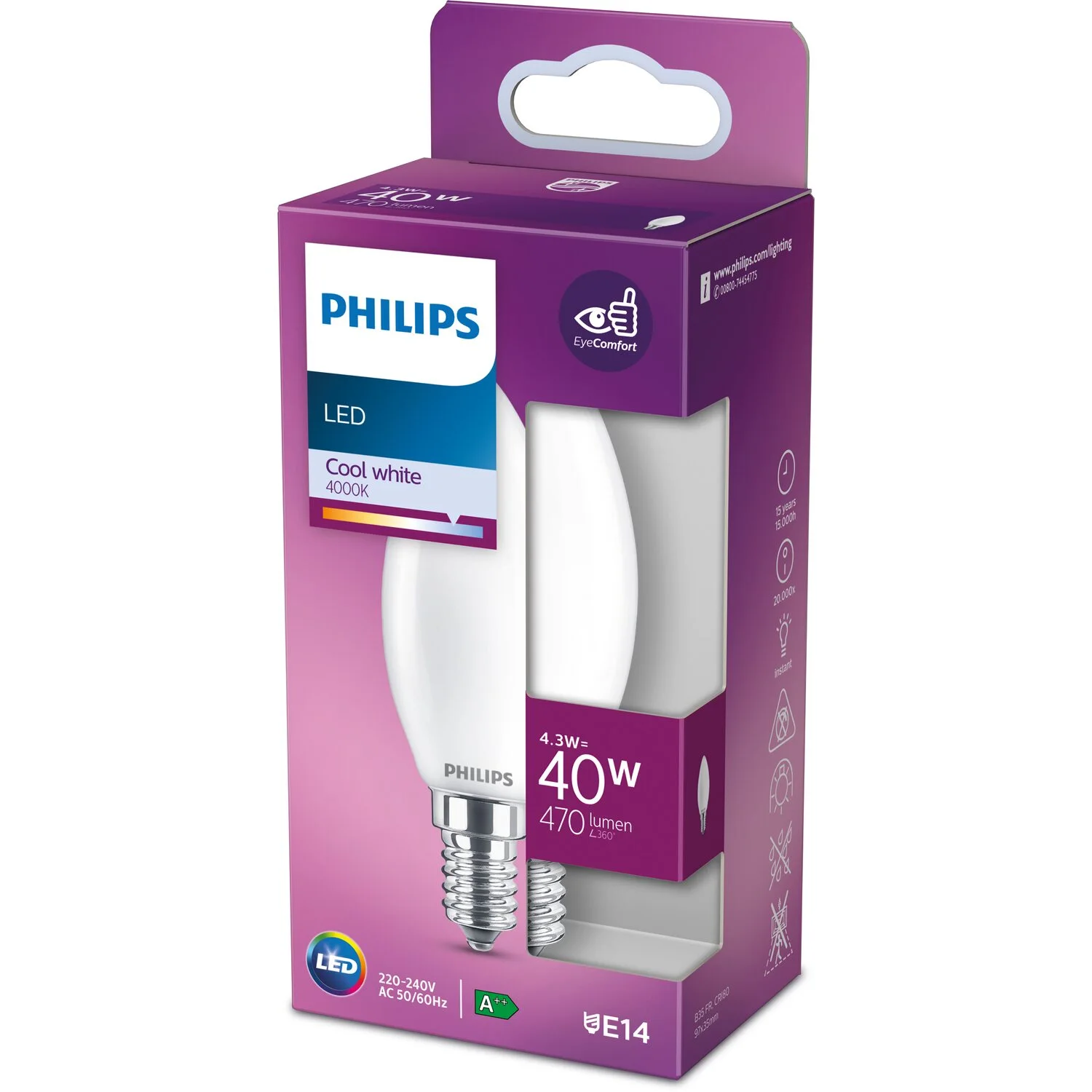 Philips LED-Leuchtmittel Kerze Matt E14 / B35 / 40 W 5 Philips LED-Leuchtmittel Kerze Matt E14 / B35 / 40 W – Bild 5