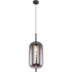 Globo Hängeleuchte Blacky E27 Metall Schwarz Mit Glas Ø 22 Cm / Höhe 120 Cm 10 Globo Hängeleuchte Blacky E27 Metall Schwarz Mit Glas Ø 22 Cm / Höhe 120 Cm -Lampen & Leuchten affär 940471 2